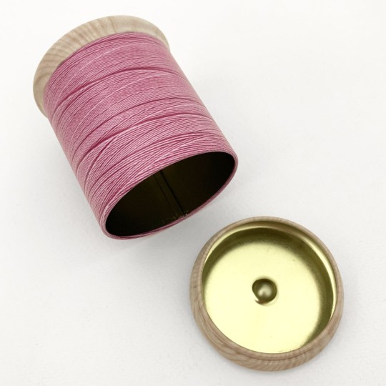 Pink Thread Spool Gift or Storage Tin~ 3-1/8" tall