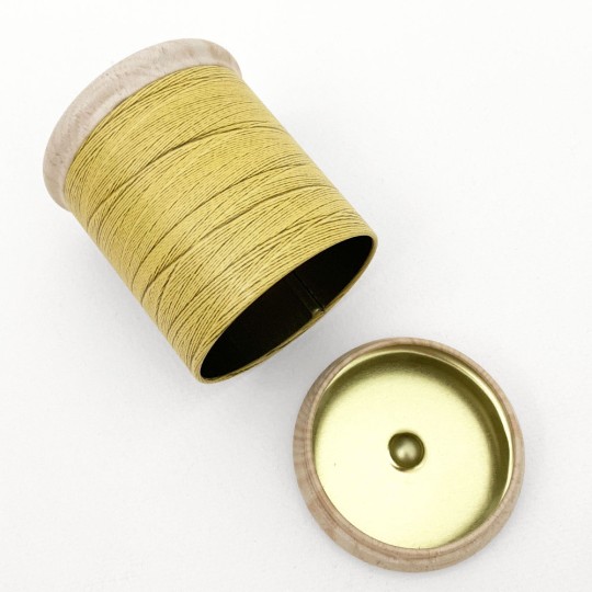 Yellow Thread Spool Gift or Storage Tin~ 3-1/8" tall