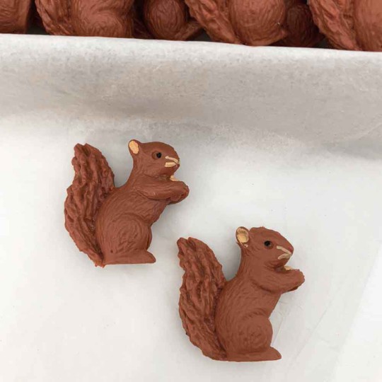 Miniature Plastic Squirrel Figures ~ Set of 2 ~ Germany ~ 1-1/8" tall
