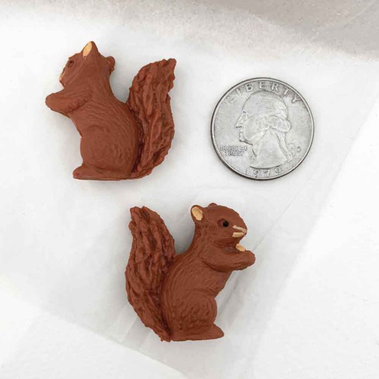 Miniature Plastic Squirrel Figures ~ Set of 2 ~ Germany ~ 1-1/8" tall