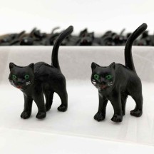 Miniature Plastic Black Cats ~ Set of 2 ~ Germany ~ 2" tall