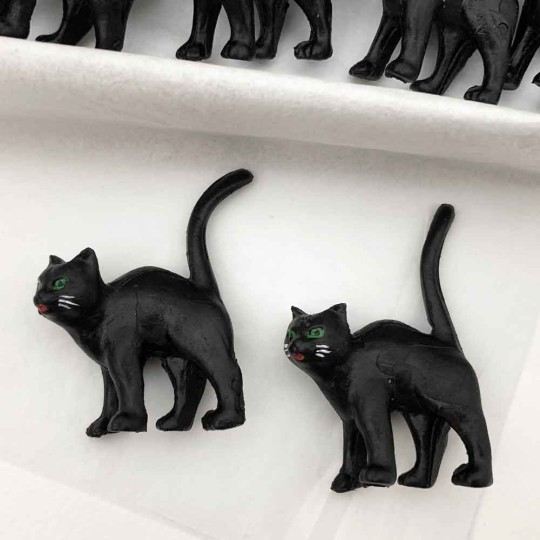 Miniature Plastic Black Cats ~ Set of 2 ~ Germany ~ 2" tall