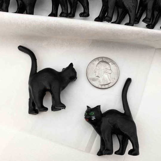 Miniature Plastic Black Cats ~ Set of 2 ~ Germany ~ 2" tall