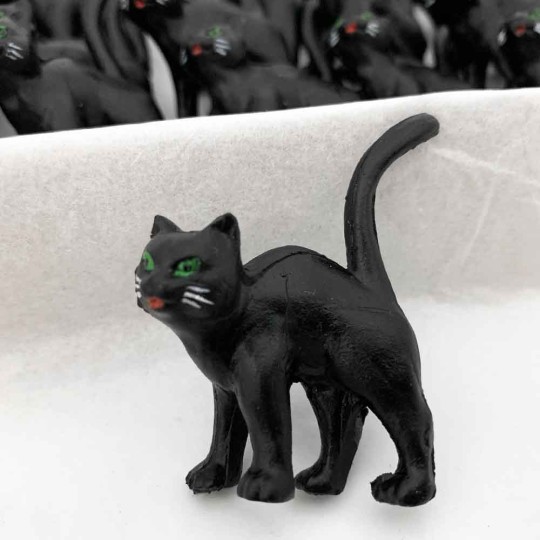 Miniature Plastic Black Cats ~ Set of 2 ~ Germany ~ 2" tall