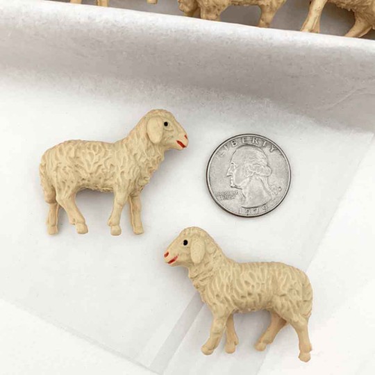 Miniature Plastic Sheep Figures ~ Set of 2 Standing ~ Germany ~ 1-3/8" tall