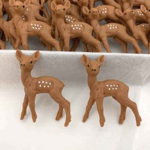 Tiny Plastic Deer Figures ~ Set of 2 Fawns ~ Germany ~ 2-1/8" tall