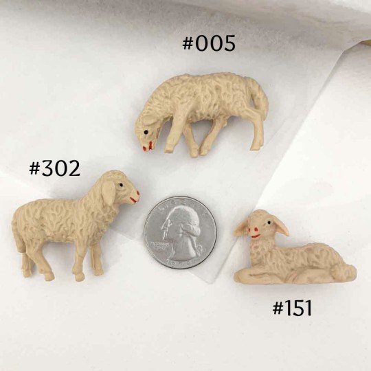 Miniature Plastic Sheep Figures ~ Set of 2 Standing ~ Germany ~ 1-3/8" tall