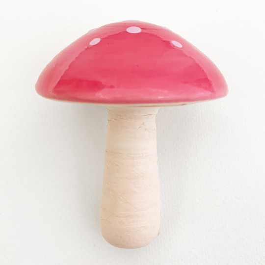 1 XL Spun Cotton Toadstool Mushroom ~ PINK on PINK ~ 70 mm