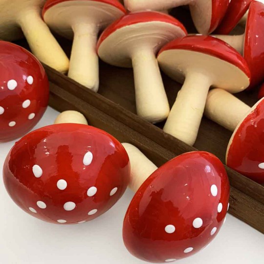 1 XL Spun Cotton Toadstool Mushroom ~ RED on YELLOW ~ 70 mm