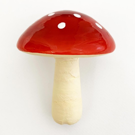 1 XL Spun Cotton Toadstool Mushroom ~ RED on YELLOW ~ 70 mm