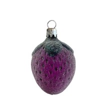 Clear Purple Berry Blown Glass Ornament ~ Czech Republic ~ 2" long