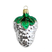 Silver Grapes Blown Glass Ornament ~ Czech Republic ~ 3" long