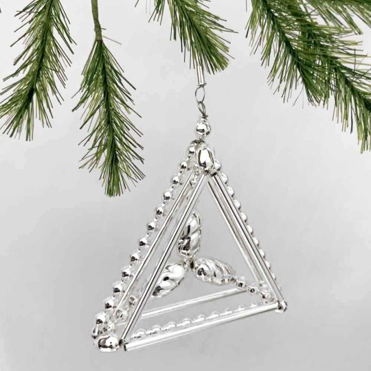 Fancy 3-D Beaded Pyramid Christmas Ornament ~ 2-5/8" ~ Czech Republic