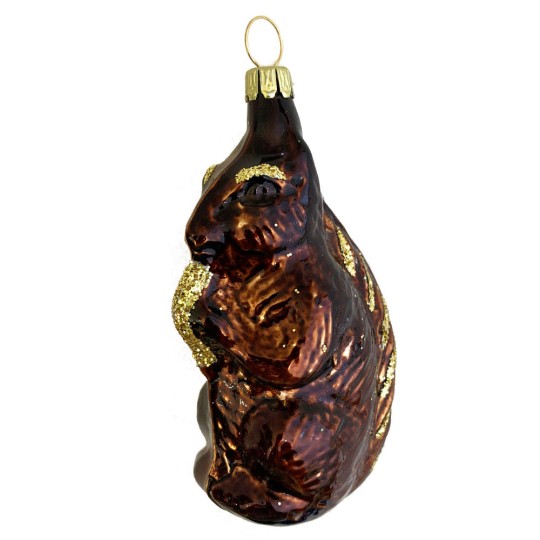 Brown Squirrel Blown Glass Ornament ~ Germany ~ 3-1/2" tall