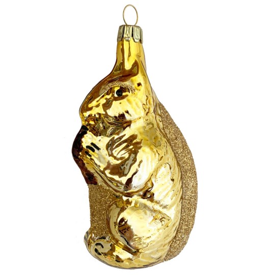 Gold Squirrel Blown Glass Ornament ~ Germany ~ 3-1/2" tall