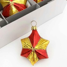 Shiny Red and Gold Blown Glass Star Ornament ~ Germany ~ 2-1/2" tall