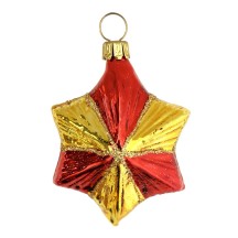 Shiny Red and Gold Blown Glass Star Ornament ~ Germany ~ 2-1/2" tall