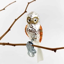 Silver and Copper Clipping Owl Ornament ~ Germany ~ 4" tall