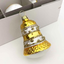 Gold Blown Glass Bell Ornament ~ Germany ~ 2-1/2" tall