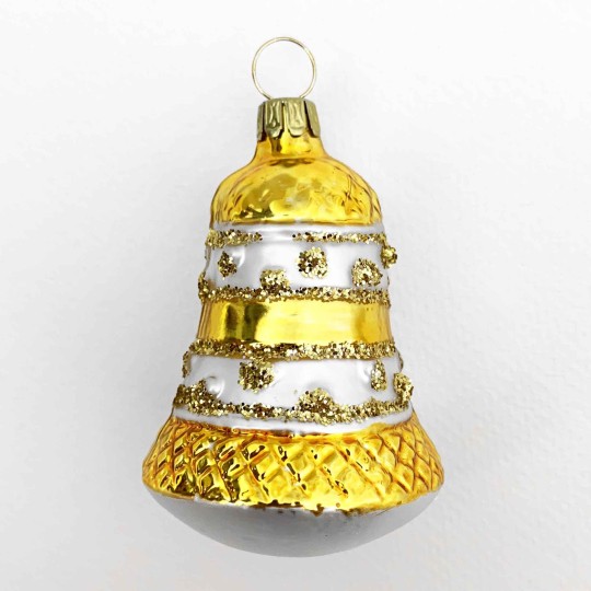 Gold Blown Glass Bell Ornament ~ Germany ~ 2-1/2" tall