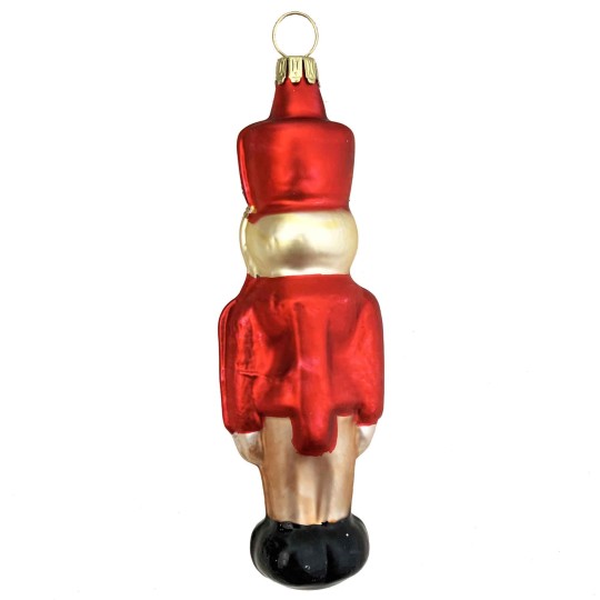 Red Nutcracker Blown Glass Christmas Ornament ~ Germany ~ 4-1/2" tall