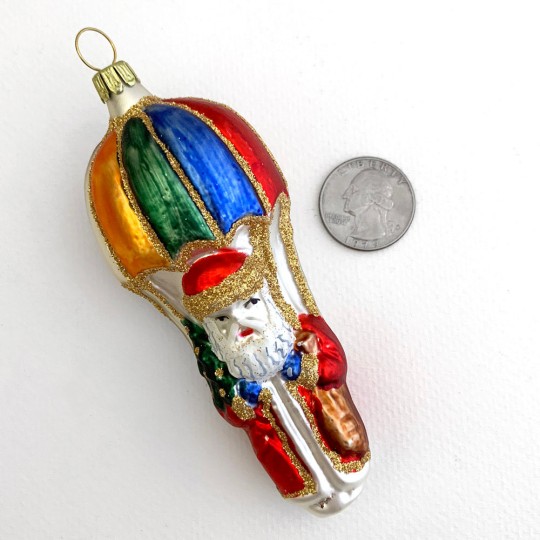 Parachute Santa Blown Glass Ornament ~ Germany ~ 4-1/2" tall