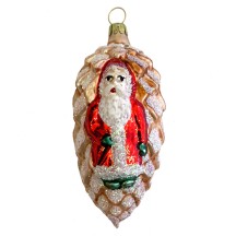 Pine Cone Santa Blown Glass Ornament ~ Germany ~ 4" tall