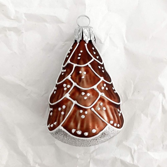 Gingerbread Tree Blown Glass Christmas Tree Ornament ~ 2-3/8"