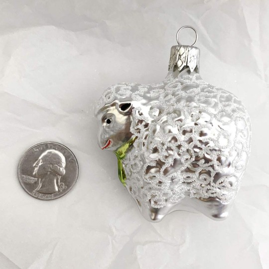 White Sheep Blown Glass Ornament ~ Czech Republic ~ 2-1/2" tall