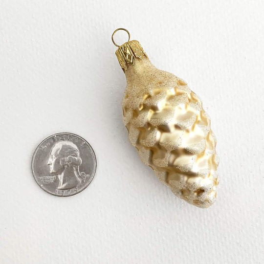 Petite Matte Champagne Pine Cone Christmas Ornament ~ 2-3/8" long