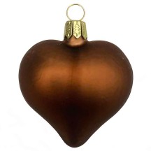 Matte Chocolate Brown Blown Glass Heart Ornament ~ Germany ~ 2-1/2" long