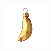 Petite Matte Pale Yellow Banana Blown Glass Ornament ~ Poland ~ 2" tall