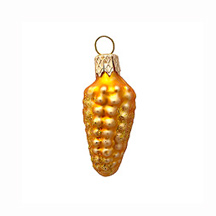 Petite Matte Yellow Corn Cob Blown Glass Ornament ~ Poland ~ 2" tall