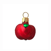 Petite Matte Red Apple Blown Glass Ornament ~ Poland ~ 1-1/4" tall