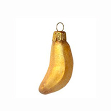 Petite Matte Yellow Sugared Banana Blown Glass Ornament ~ Poland ~ 2" tall