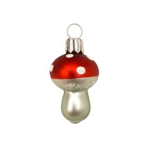 Mini Blown Glass Mushroom Ornament ~ 1-3/4" long