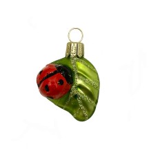 Mini Ladybug on Leaf Ornament ~ 1-3/4" long