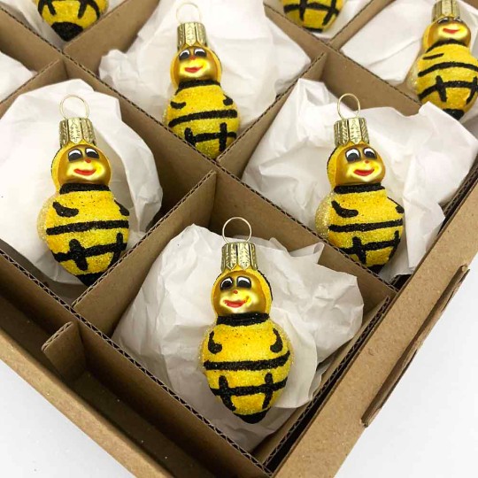 Mini Blown Glass Bumble Bee Ornament ~ 1-3/4" tall