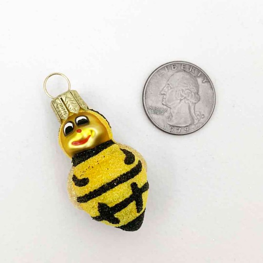 Mini Blown Glass Bumble Bee Ornament ~ 1-3/4" tall