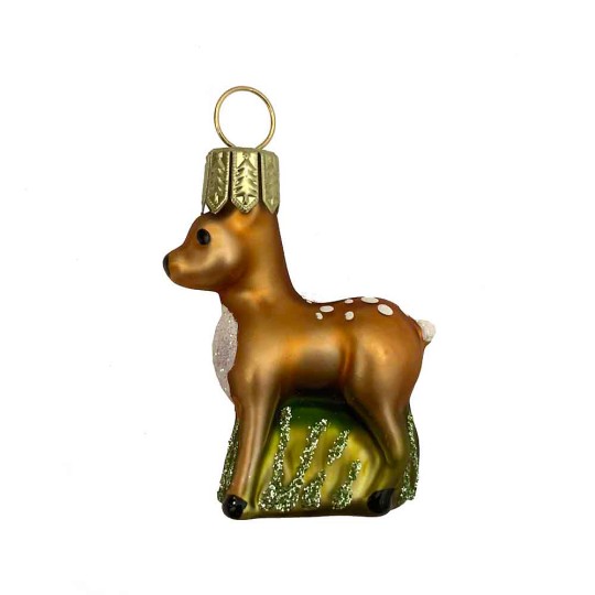 Mini Fawn Blown Glass Deer Ornament ~ 1-3/4" tall