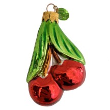 Red Cherry Cluster Blown Glass Ornament ~ Germany