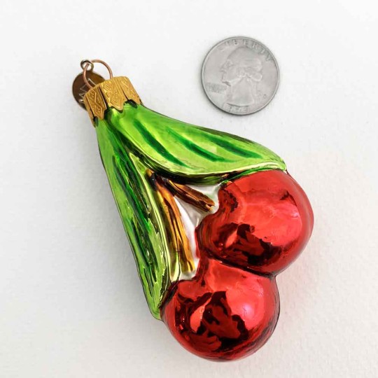 Red Cherry Cluster Blown Glass Ornament ~ Germany