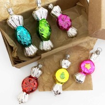 Colorful Small Candies Blown Glass Ornaments ~ Germany ~ Boxed Set