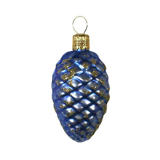 Matte Blue Petite Pine Cone Ornament ~ Czech Republic ~ 2-1/2" long