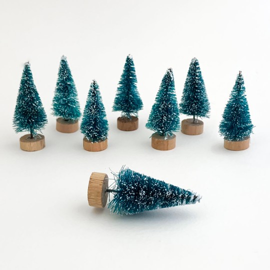 Bottle Brush Christmas Trees ~ Set of 8 Miniature Trees~ 2 tall ~ Dark  Green