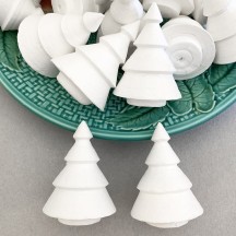 2 Spun Cotton Christmas Trees 2" ~ Czech Republic