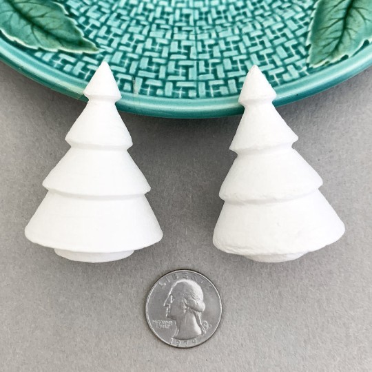 2 Spun Cotton Christmas Trees 2" ~ Czech Republic