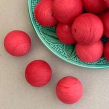 4 Large Round Spun Cotton Balls ~ 1-3/8" ~ 36 mm RED