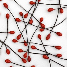 Bright Red Berry Stamen for Christmas Crafting ~ Wired Stems