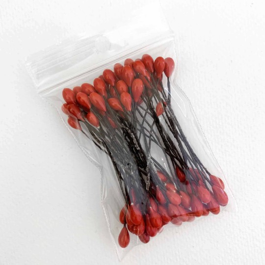 Bright Red Berry Stamen for Christmas Crafting ~ Wired Stems